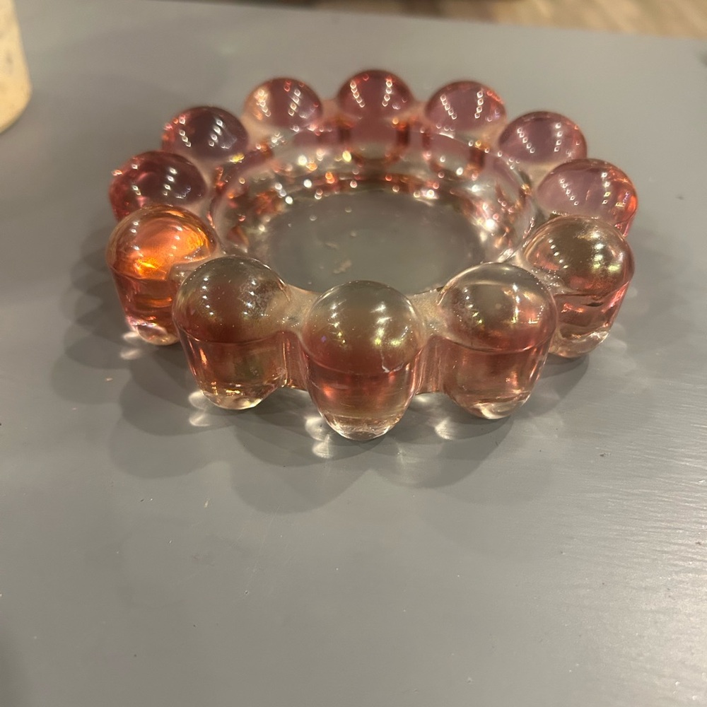 Pink boopie bubble glass ashtray. 
Mid century century vintage